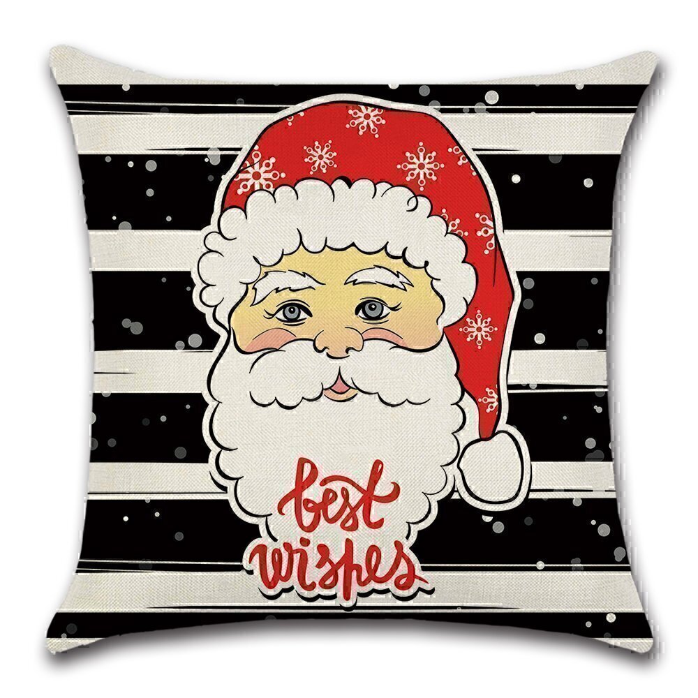 Kussenhoes Kerst - Kerstman Zwart/Wit